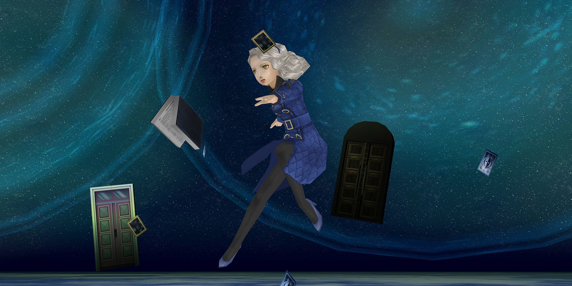 Margaret flies along with her book at the start of her secret boss fight in Persona 3 Portable