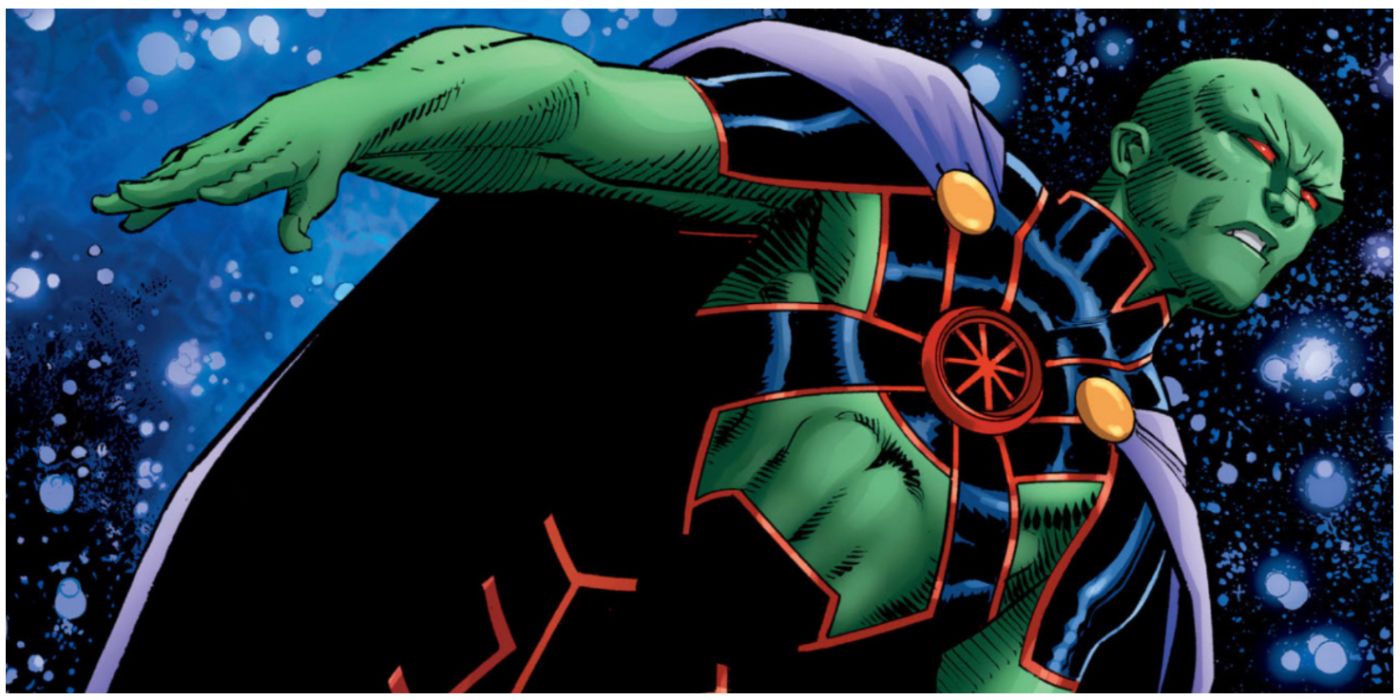 Martian Manhunter flying through space in DC Comics.