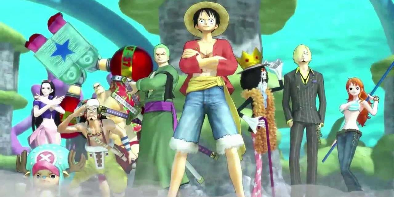 The Straw Hat Pirates standing side by side for One Piece Pirate Warriors 3