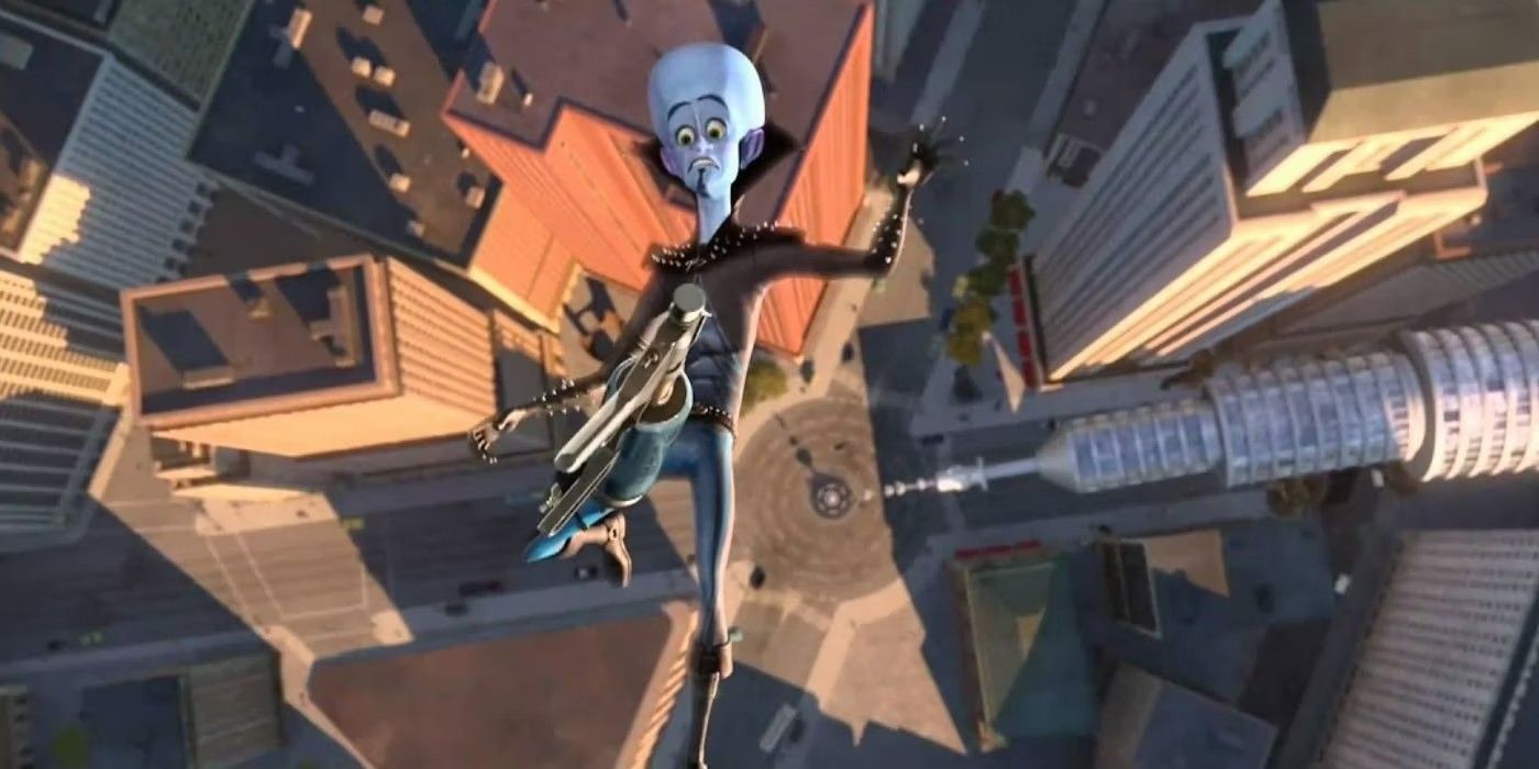 Megamind falling to his death in Megamind movie