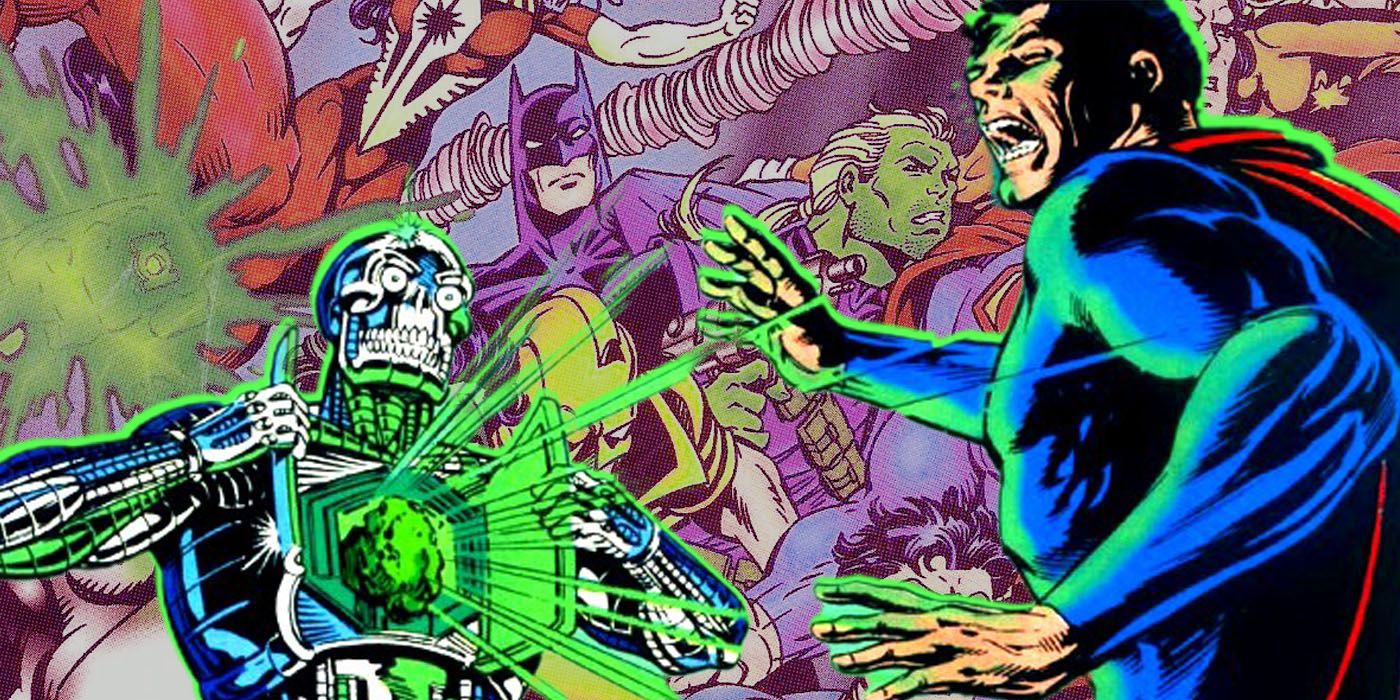 An image of Metallo opening up his chest and blasting Superman with Kryptonite in DC Comics