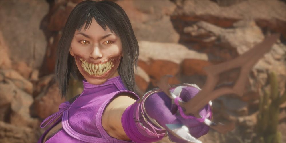 Mileena with her mouth revealed in Mortal Kombat