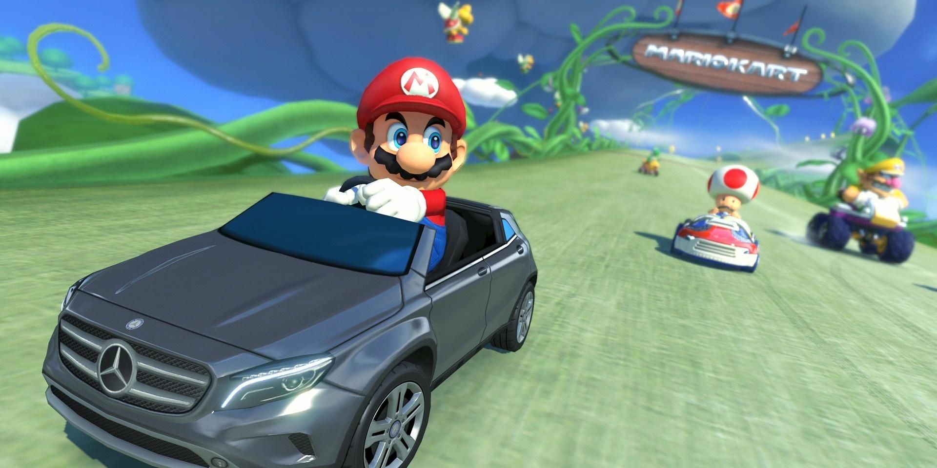 Mario drives a Mercedes Benz.