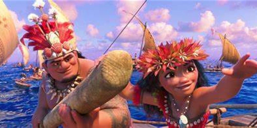 Moana: Chief Tui sailing with Moana