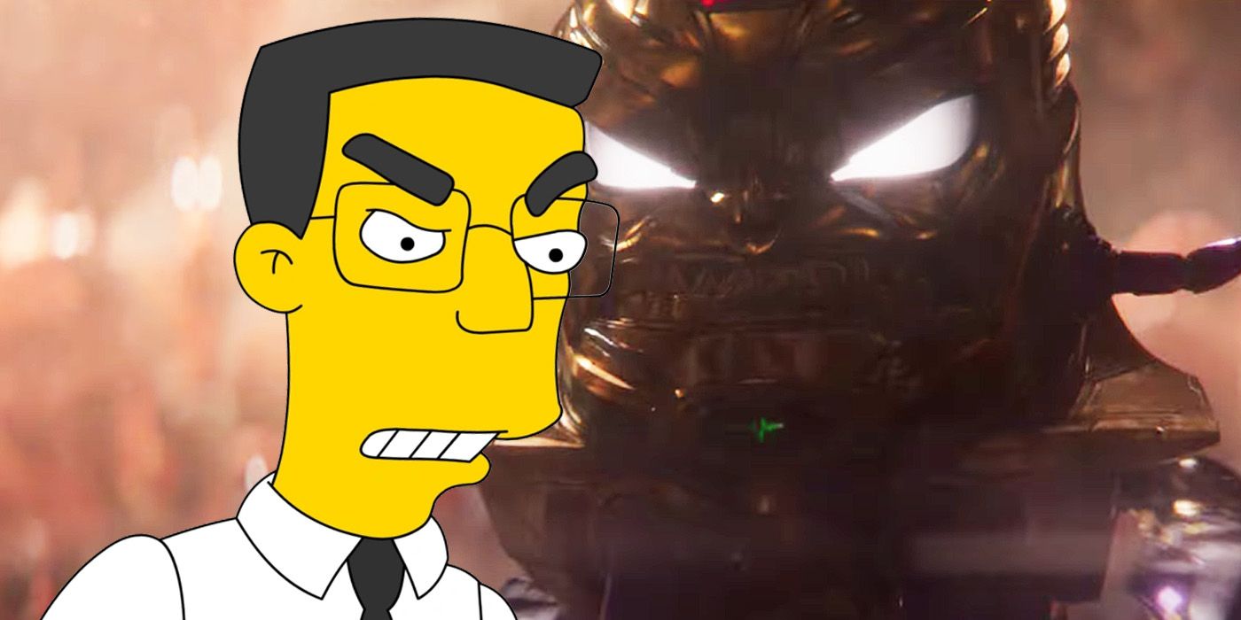 Frank Grimes from The Simpsons in front of MODOK in Ant-Man and the Wasp: Quantumania.