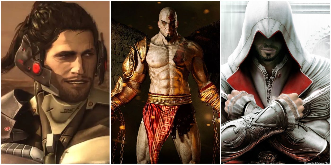A split image showing Jetstream Sam in Metal Gear Rising: Revengeance, Kratos in God of War, and Ezio Auditore in Assassin's Creed