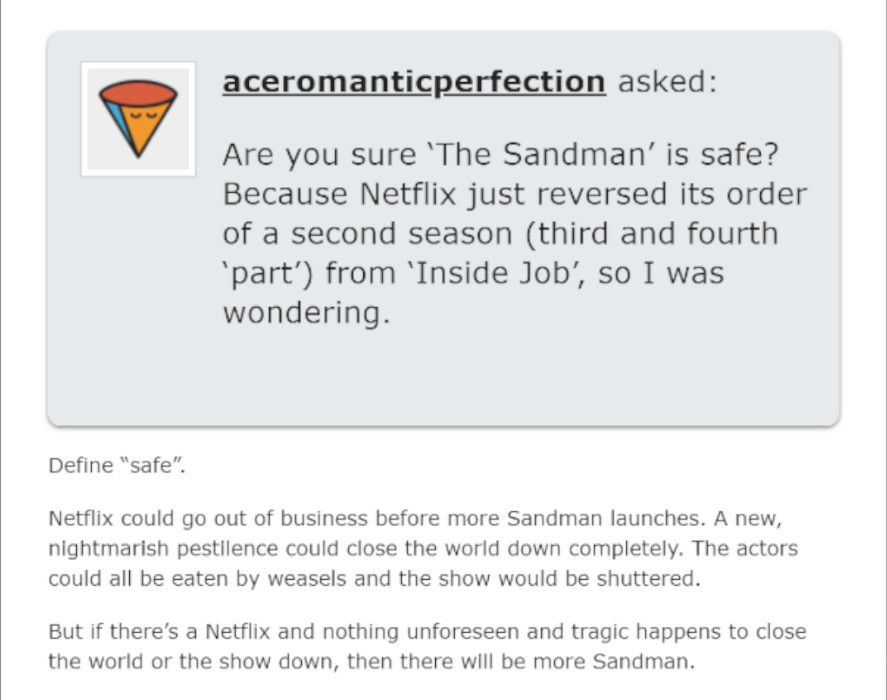 Neil Gaiman Sandman S2 Tumblr screenshot