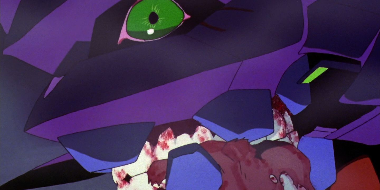 Eva Unit-01 eats Zeruel in Neon Genesis Evangelion