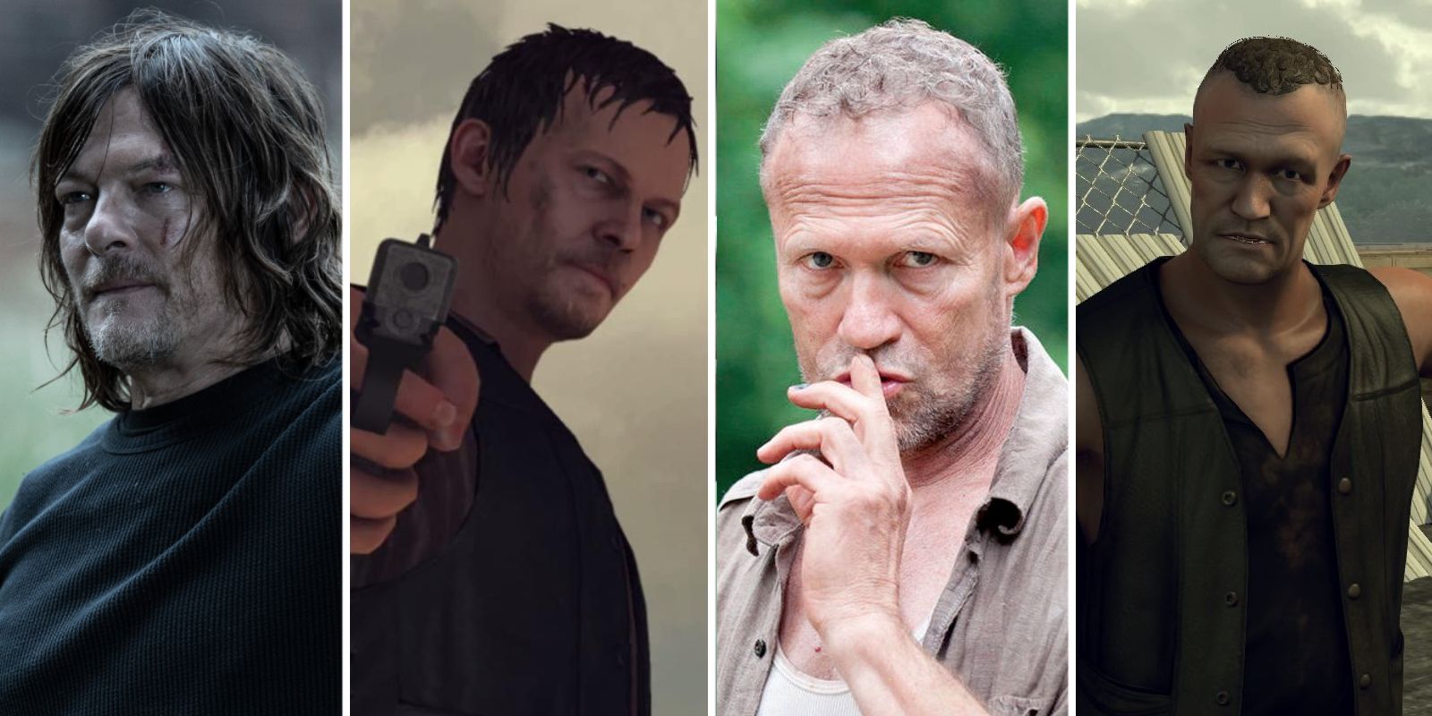 Norman Reedus and Michael Rooker in The Walking Dead as well as their reprisals in The Walking Dead: Survival Instinct