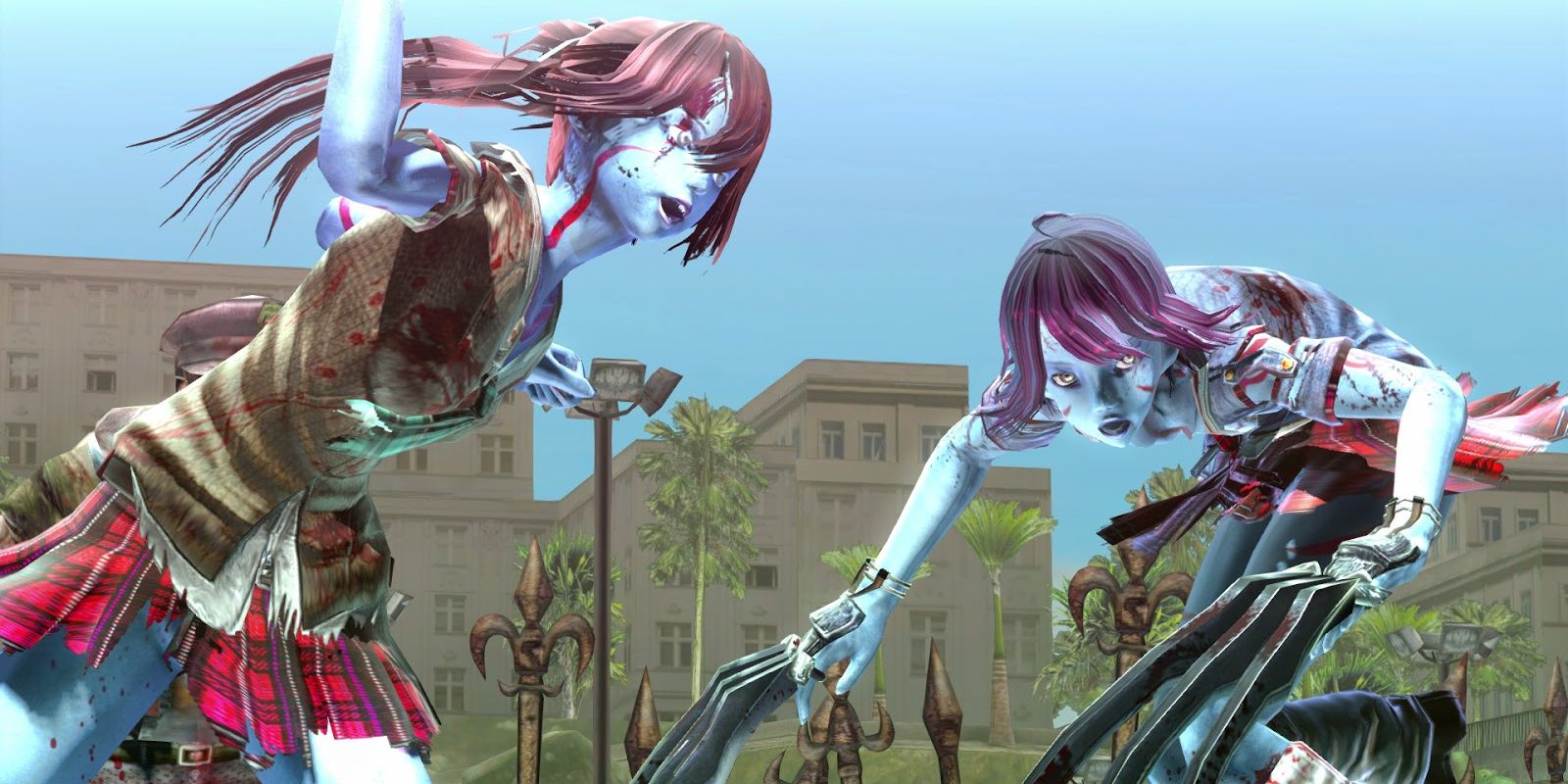 The Zombie Sisters attack with weapons in Onechanbara
