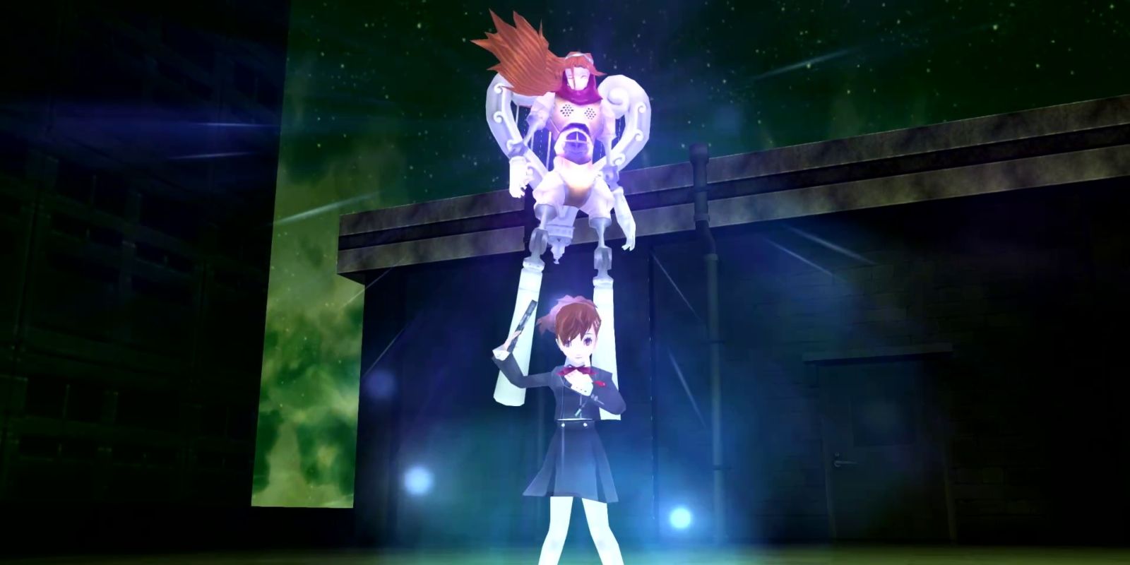 Persona 3 Portable female protagonist summoning her Persona, Orpheus in battle