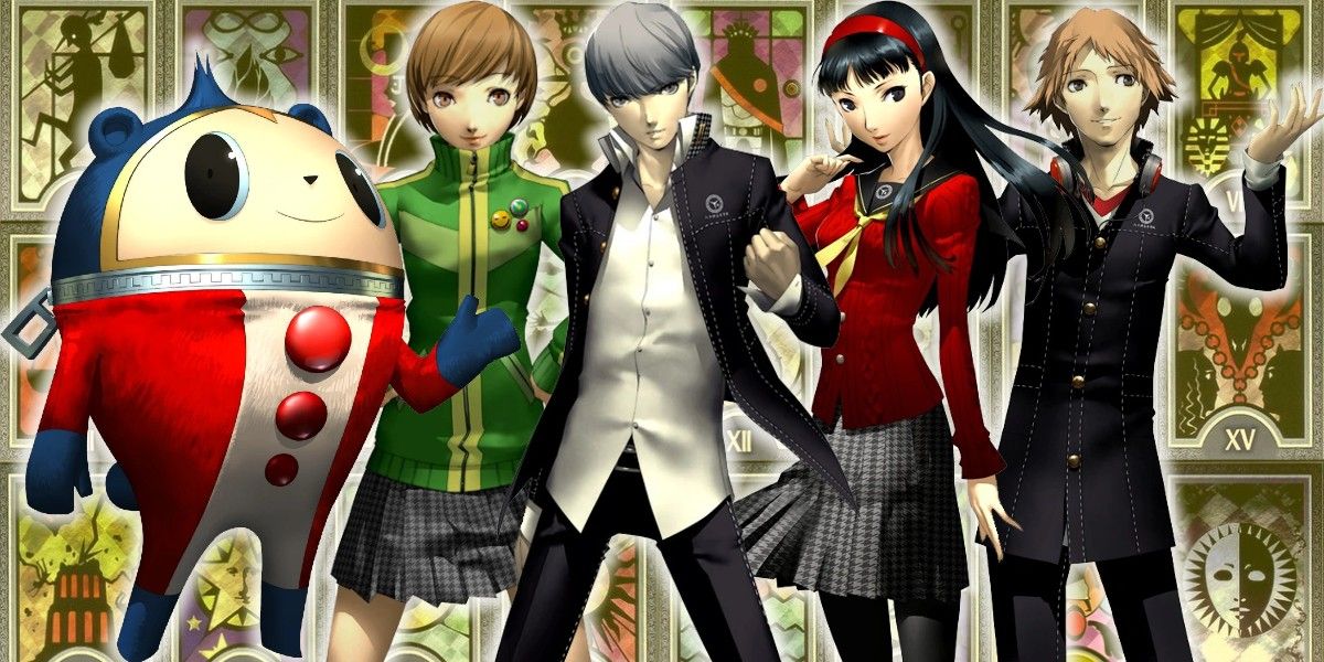 Persona 4 Golden Fool Social Link Investigation Team Teddie, Chie, Hero, Yukiko, and Yosuke