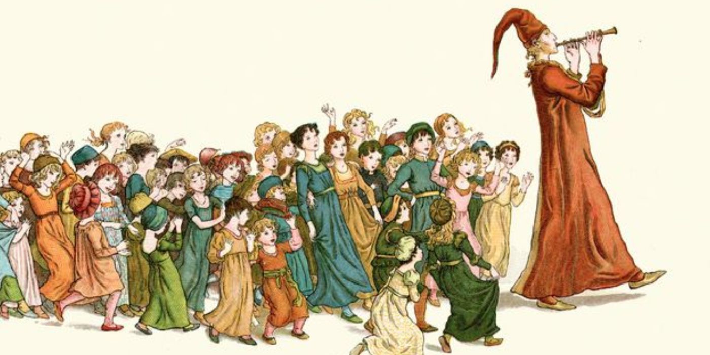 The Pied Piper who kidnaps children in Grimm's Fairy Tales. 