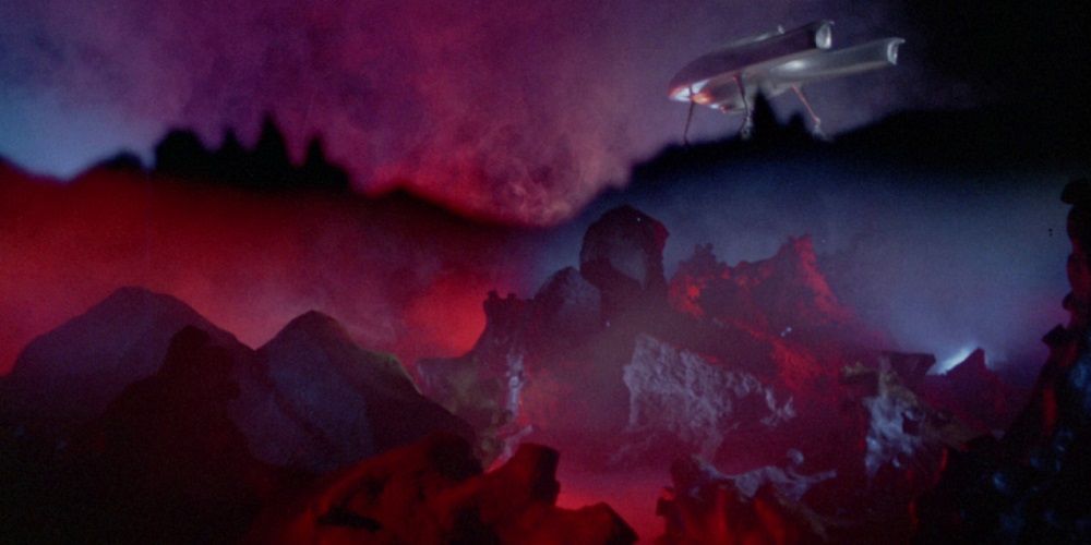Planet of the Vampires 1965 - landscape shot with spaceship