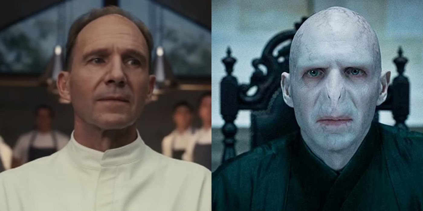 Split of Ralph Fiennes from The Menu and as Voldemort in Harry Potter.