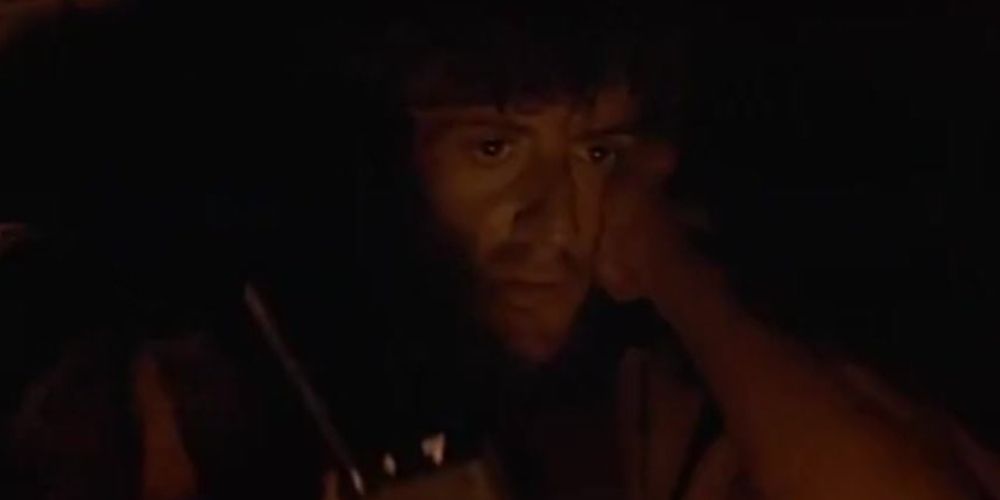Rambo hides inside a cave in First Blood