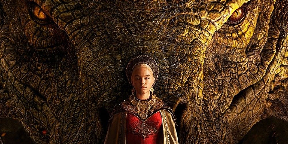 Rhaenyra e seu dragão em House of the Dragon