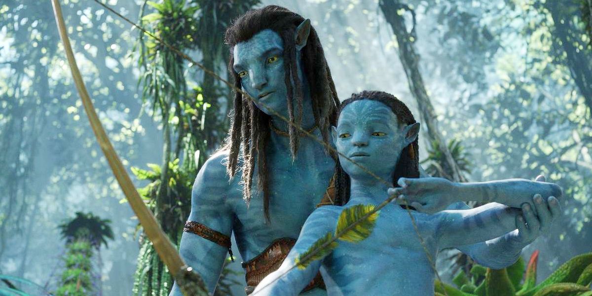 Sam Worthington's Jake Sully is teaching his son how to shoot an arrow in Avatar The Way of Water.
