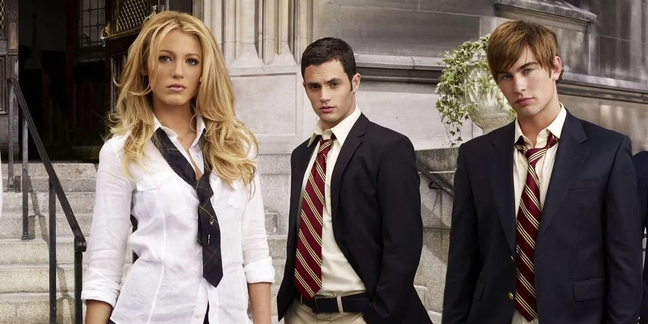 A Gossip Girl promotional image of Serena, Dan, and Nate