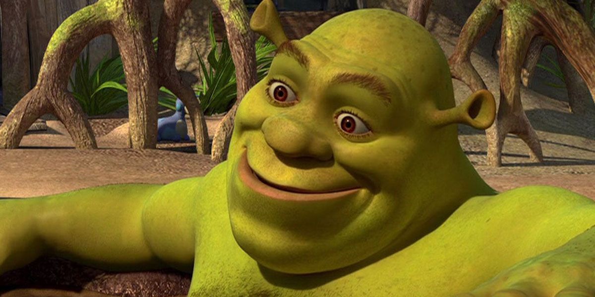 Shrek smiling while in mud tub In Shrek Forever After