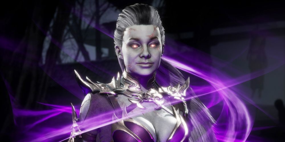 Revenant Sindel with a purple aura around her in Mortal Kombat 11