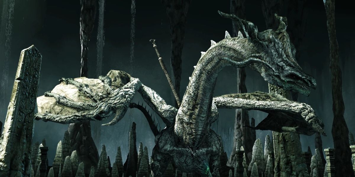 Sinh the Slumbering Dragon boss in Dark Souls II Crown of the Sunken King DLC