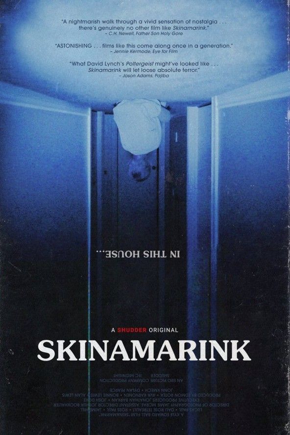 An upside down view of a child looking into a closet on the Skinamarink Theatrical Poster