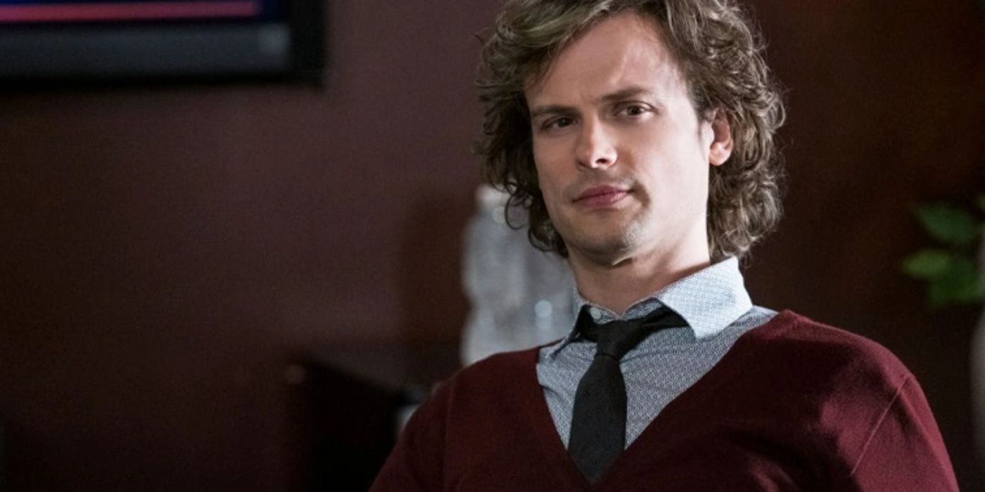 Spencer Reid sitting down reclined in Criminal Minds. 