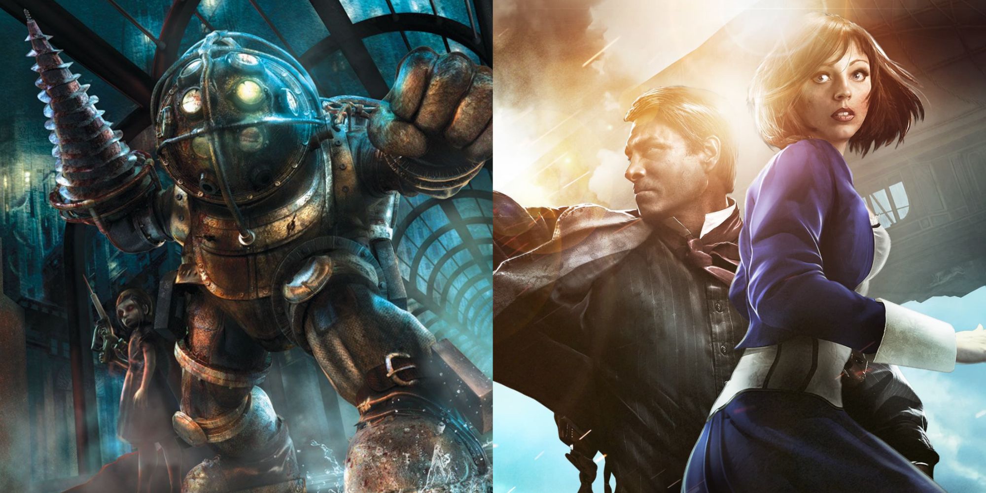 Split image of key art for both BioShock and BioShock Infinite