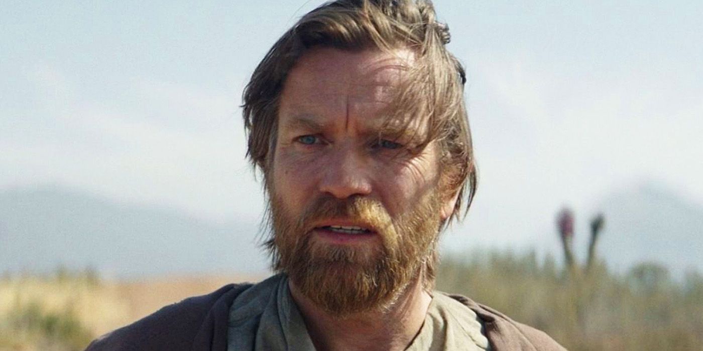 Ewan McGregor's title character on Star Wars: Obi-Wan Kenobi stares with a disturbed look on his face.