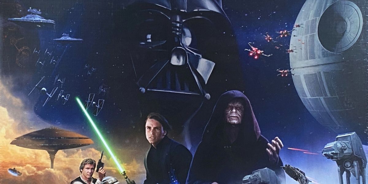 Luke Skywalker, Emperor Palpatine, Han Solo, and Darth Vader on the cover of Star Wars Rebellion game