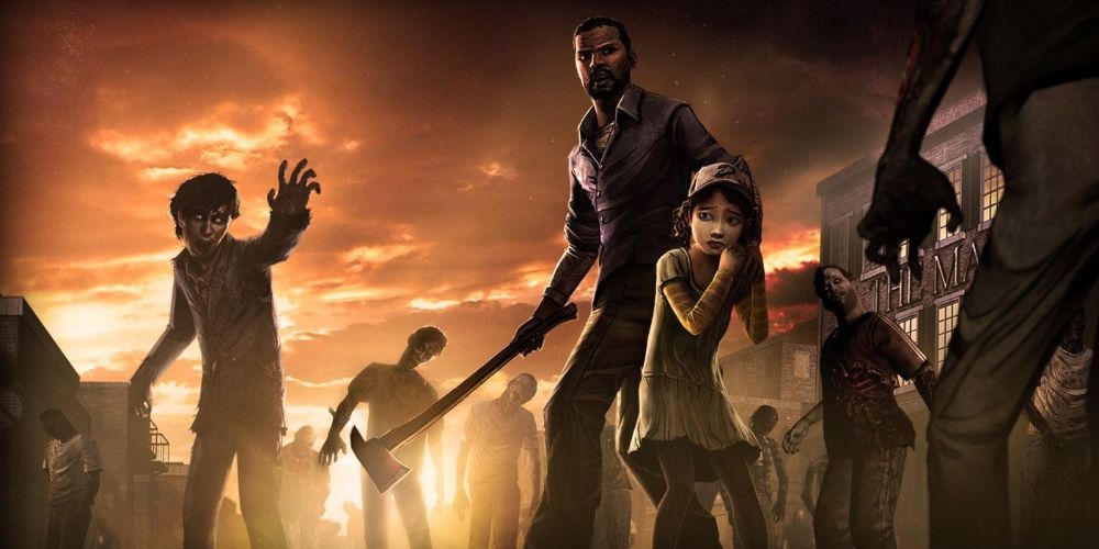 Lee and Clementine in Telltale Games: The Walking Dead.