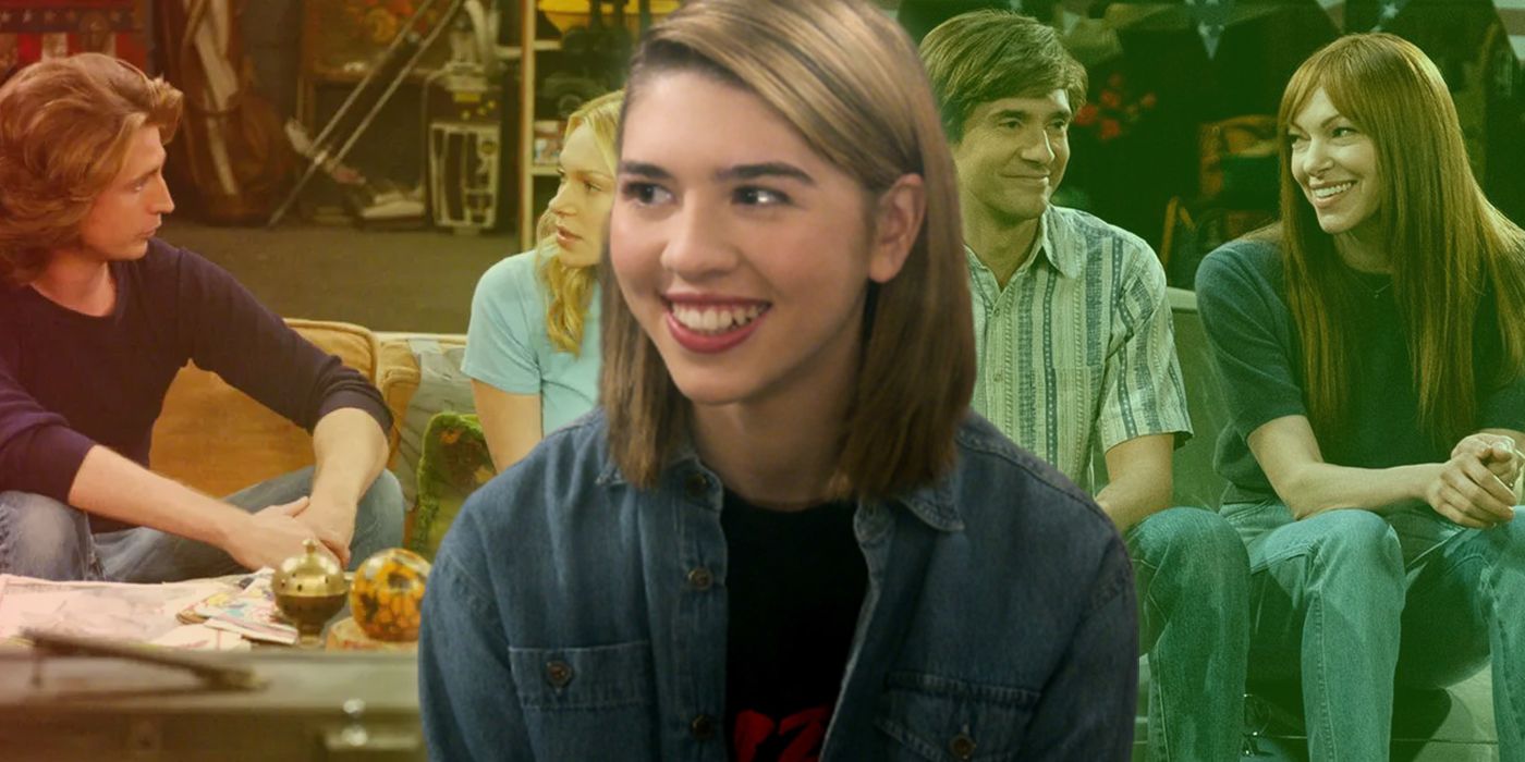A graphic featuring Leia centered with who her parents can be in That 90s' Show.