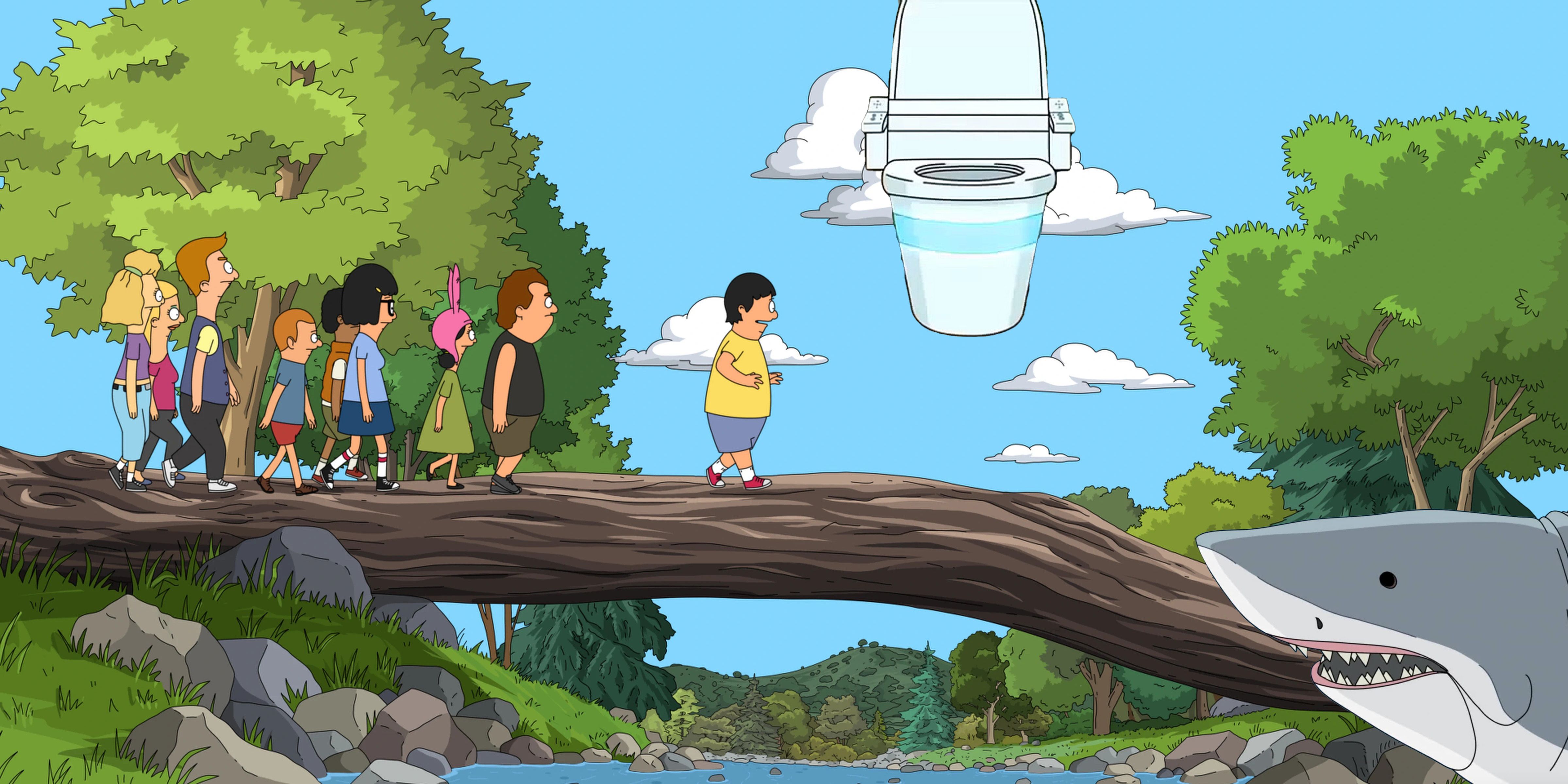 The Children of Bob's Burgers walking towards The Deepening and the Toilet