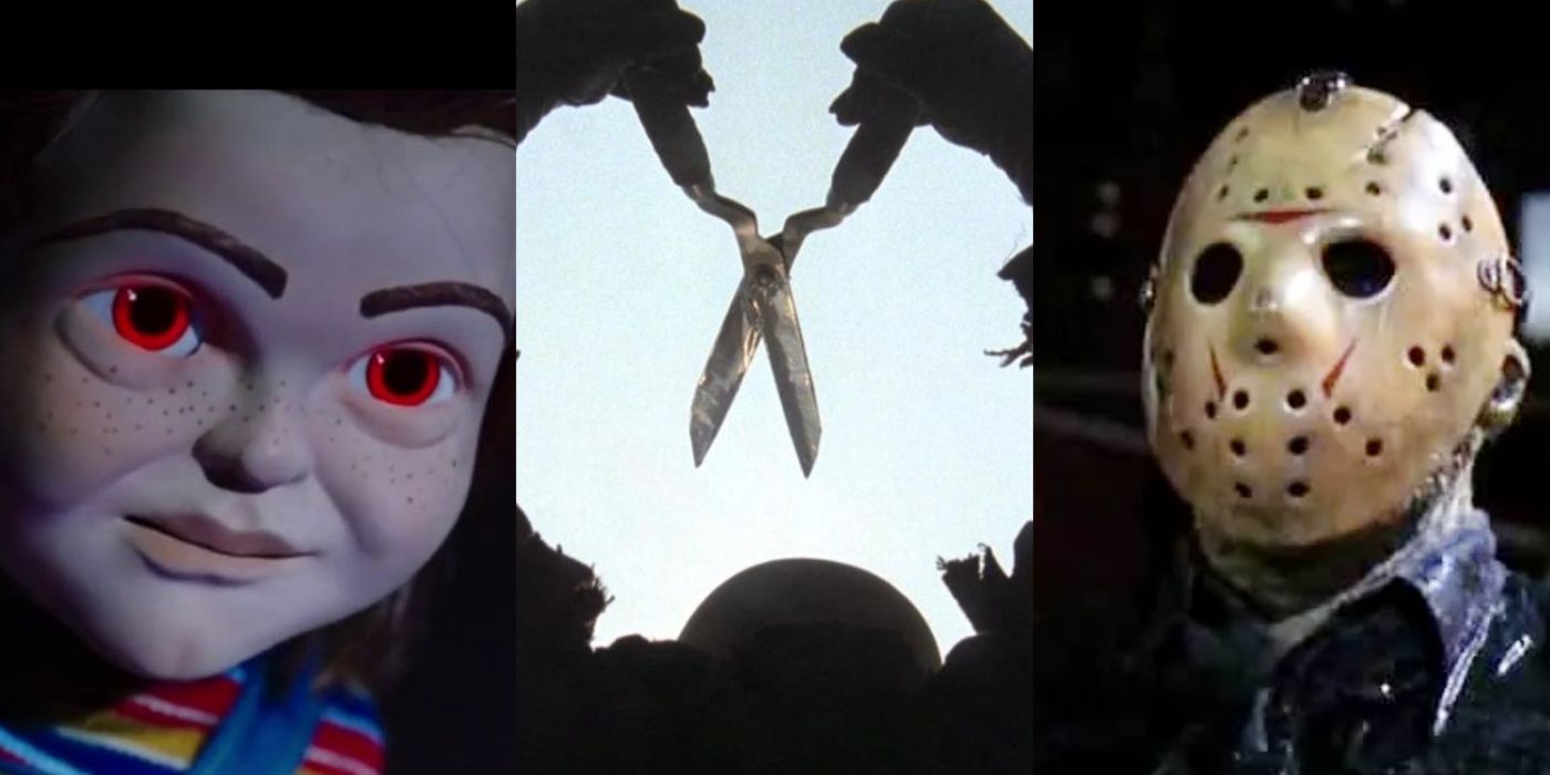 Split image showing slasher movies character, Chucky and Jason