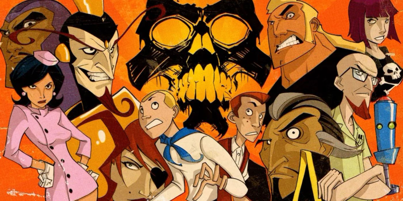 An image featuring several of the prominent characters from The Venture Bros. TV series. 