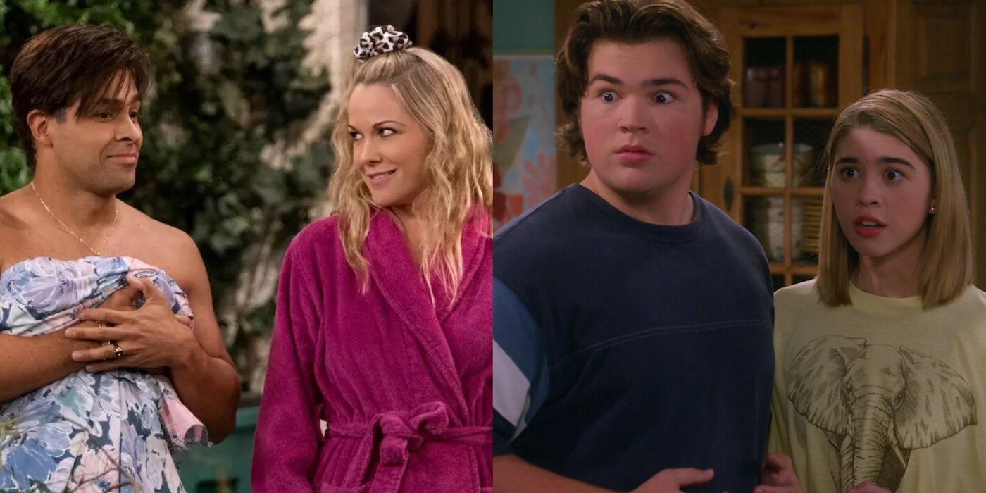 Fez and Sherri looking at each other alongside Nate and Leia looking shocked in That '90s Show. 