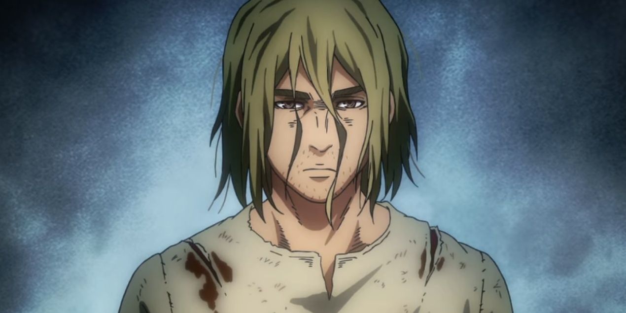 Thorfinn with blue background in Vinland Saga