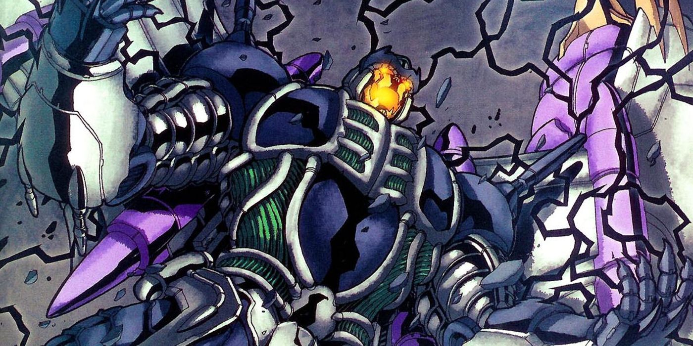 Thunderwing gritando com a energia do Universo Morto fluindo ao seu redor; da publicação IDW