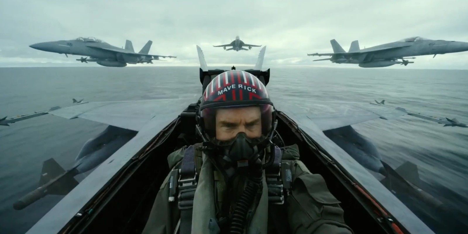 Tom Cruise as Maverick in a cockpit in Top Gun: Maverick.
