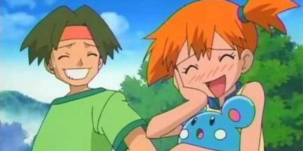 Tracey and Misty look embarrassed in Pokémon.