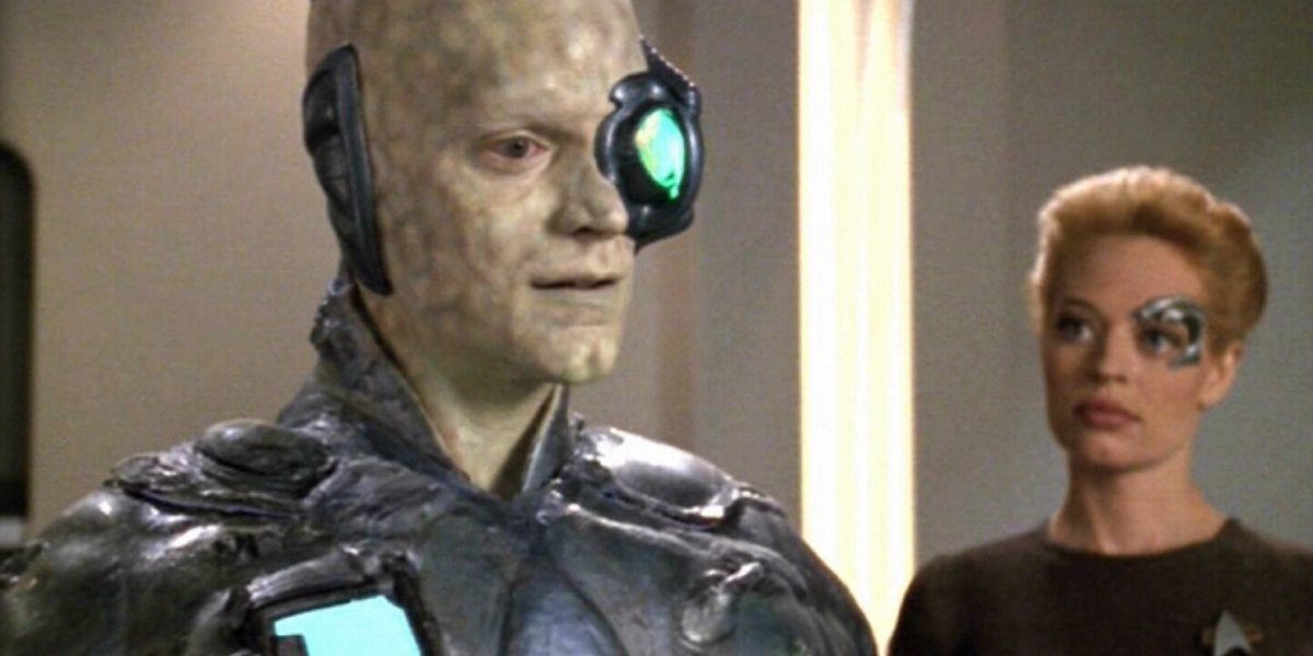 Um Borg e Sete de Nove na série Star Trek: Voyager