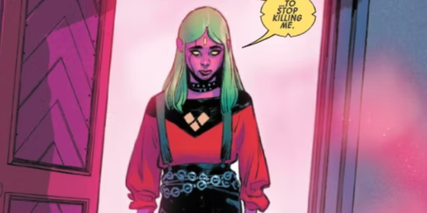 Viv Vision appears through the door in Scarlet Witch comics