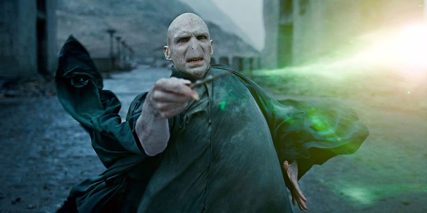 Voldemort casting the killing curse in Harry Potter and the Deathly Hallows Part 2.