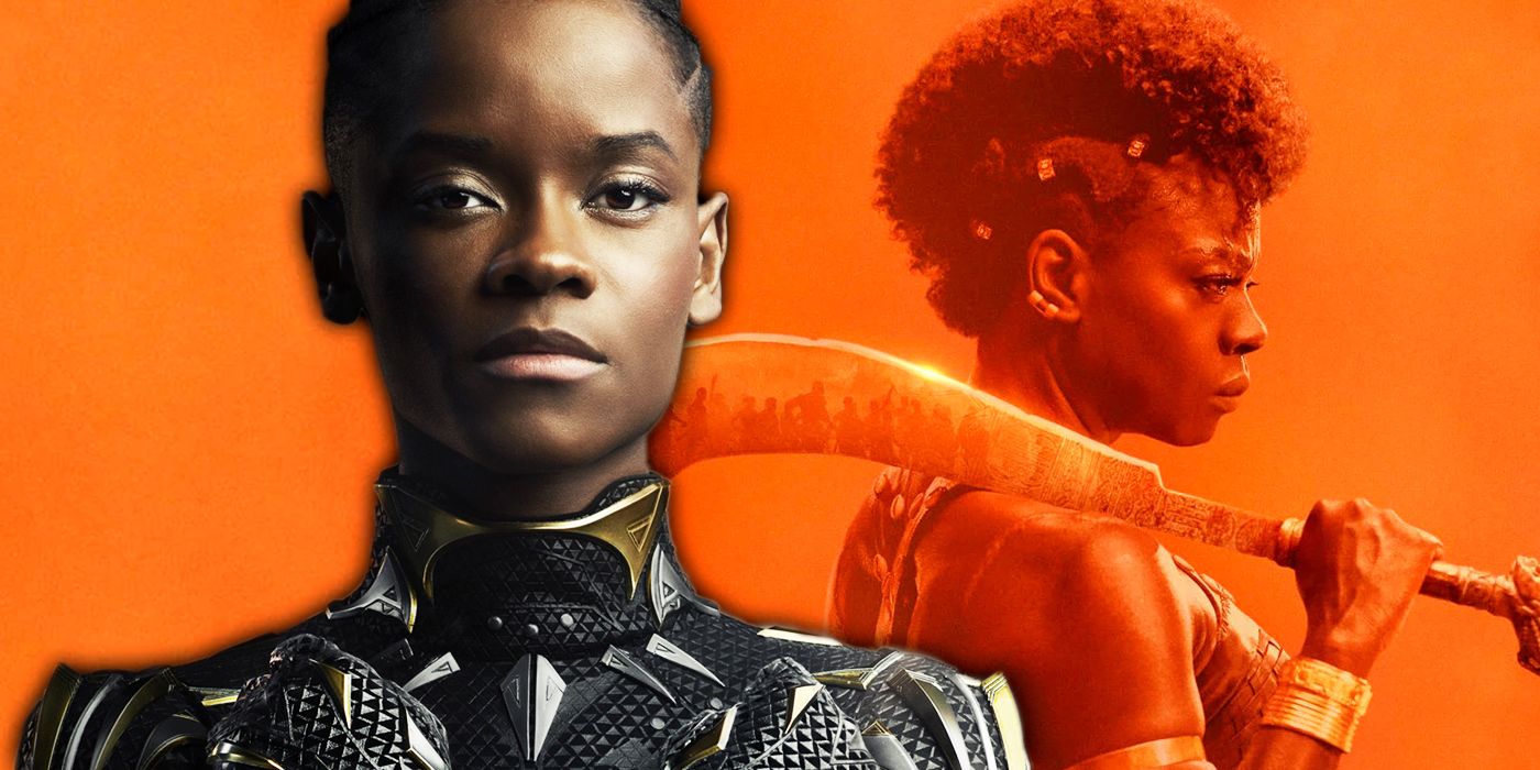 Black Panther: Wakanda Forever's Shuri in front of The Woman King's General Nanisca.