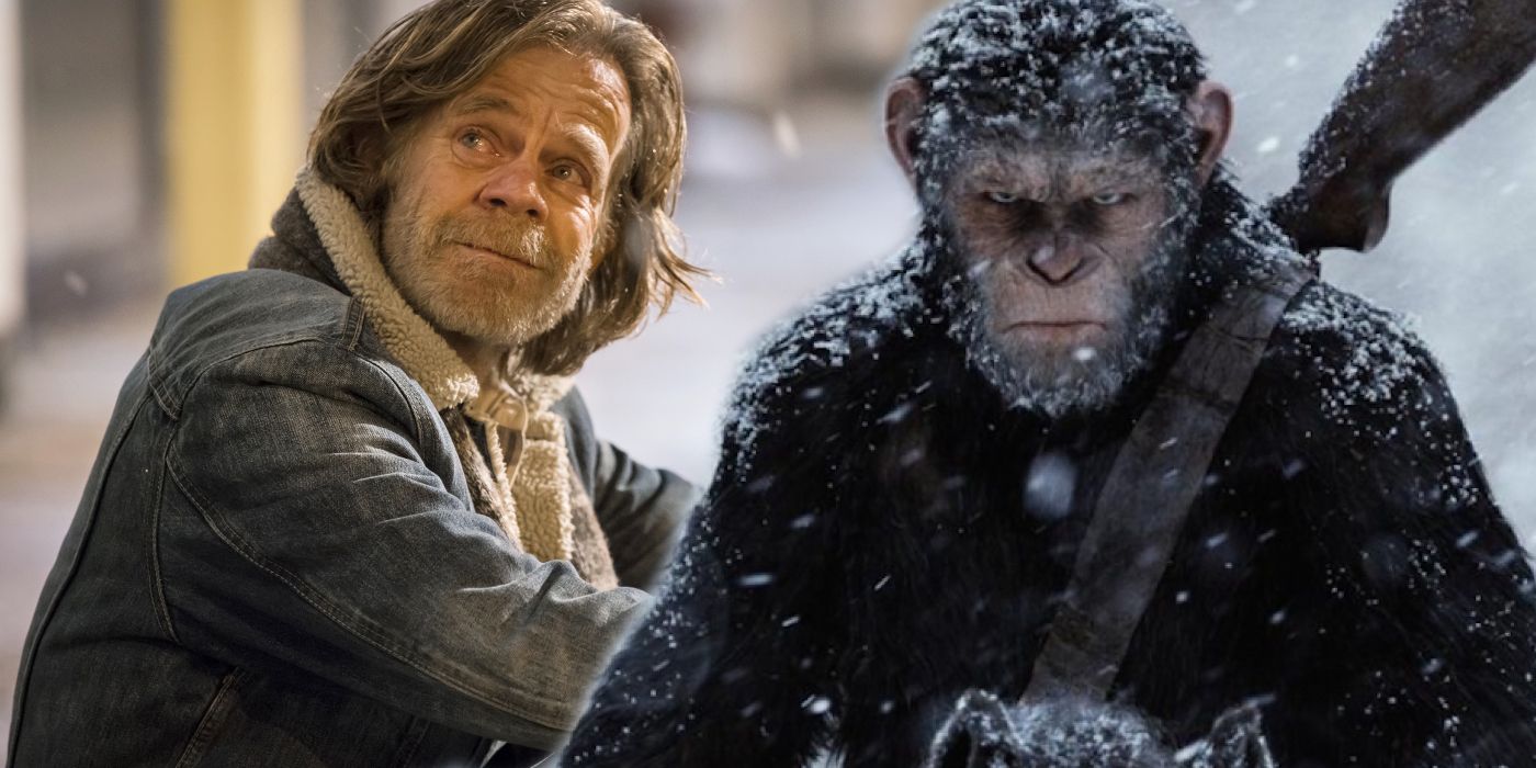 William H Macy and Caesar from War for the Planet of the Apes