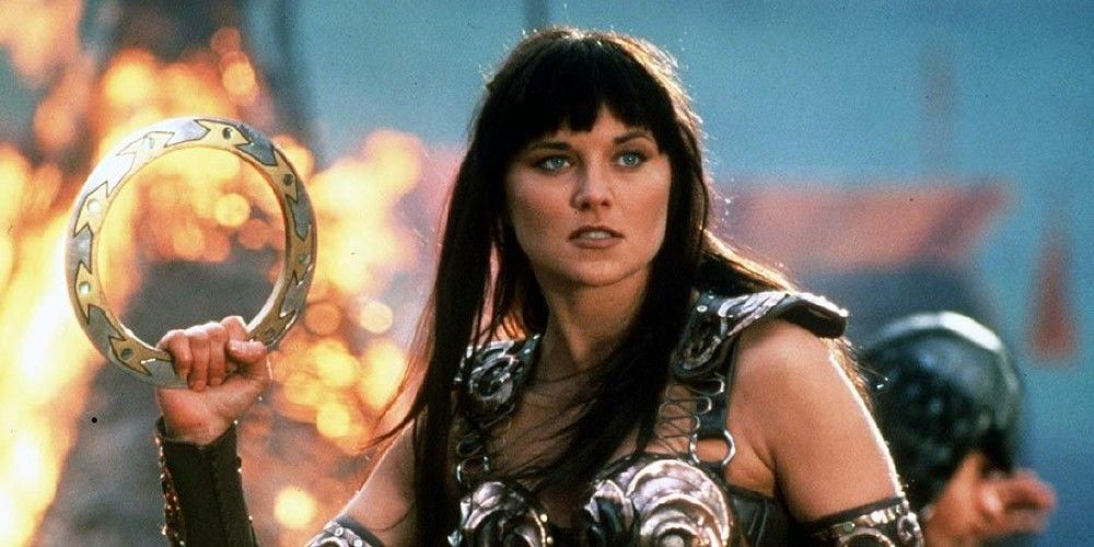 An image of Xena preparing to go into battle