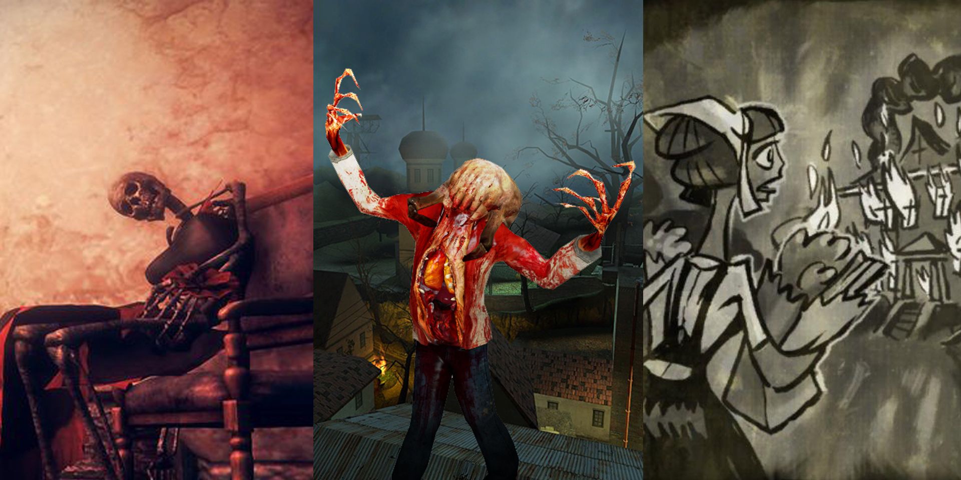 A collage of games with disturbing secrets