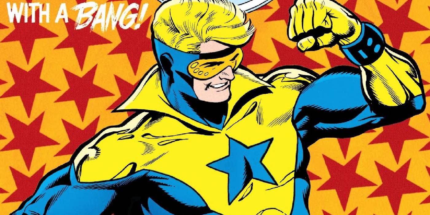 Booster Gold flexes in DC Comics.