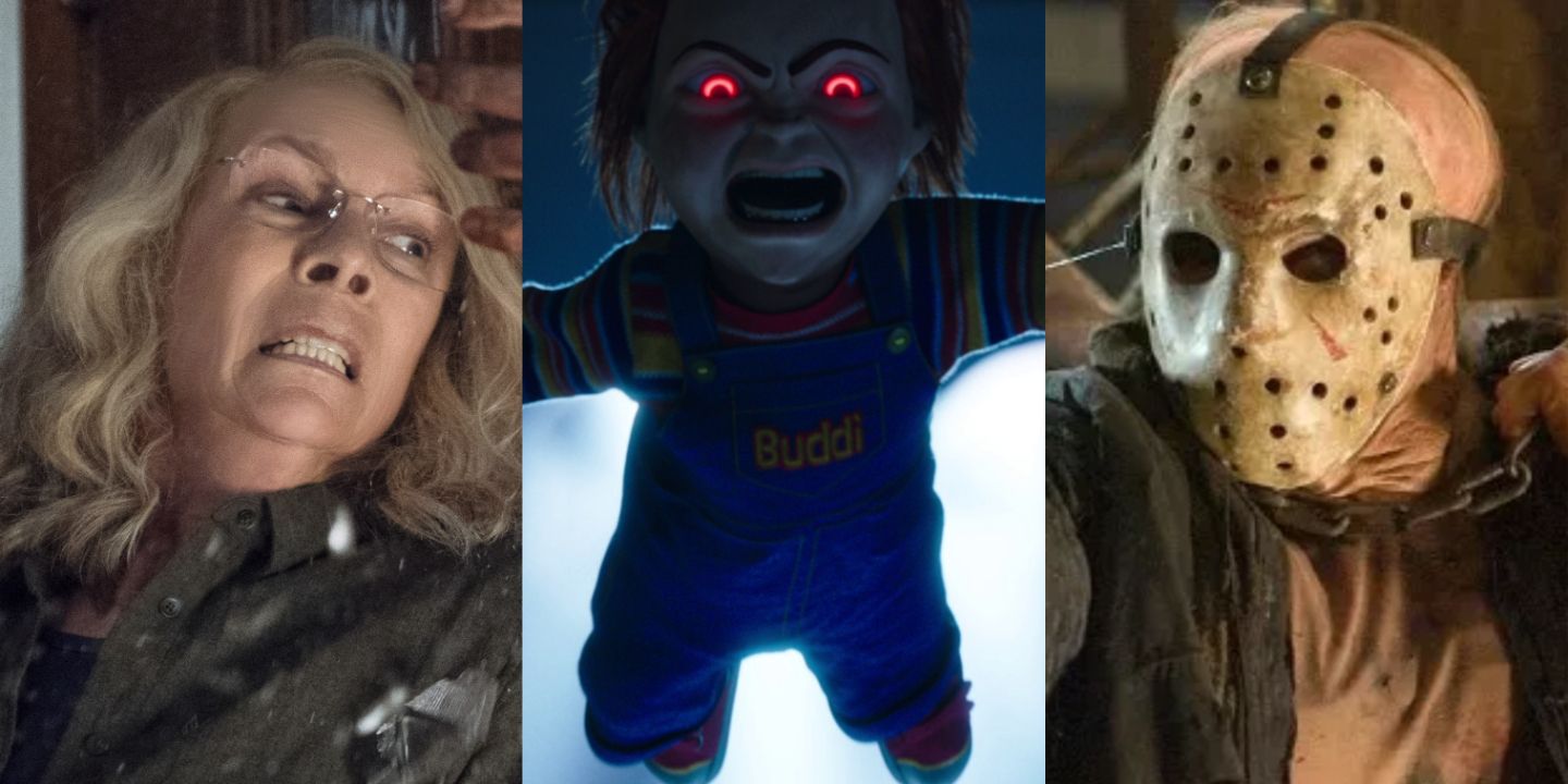 A split image of Halloween, Child's Play, and Friday the 13th